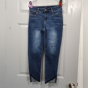 Signature Studio Jeans Women's Size 4 Asymmetrical Raw Hemline Blue Denim